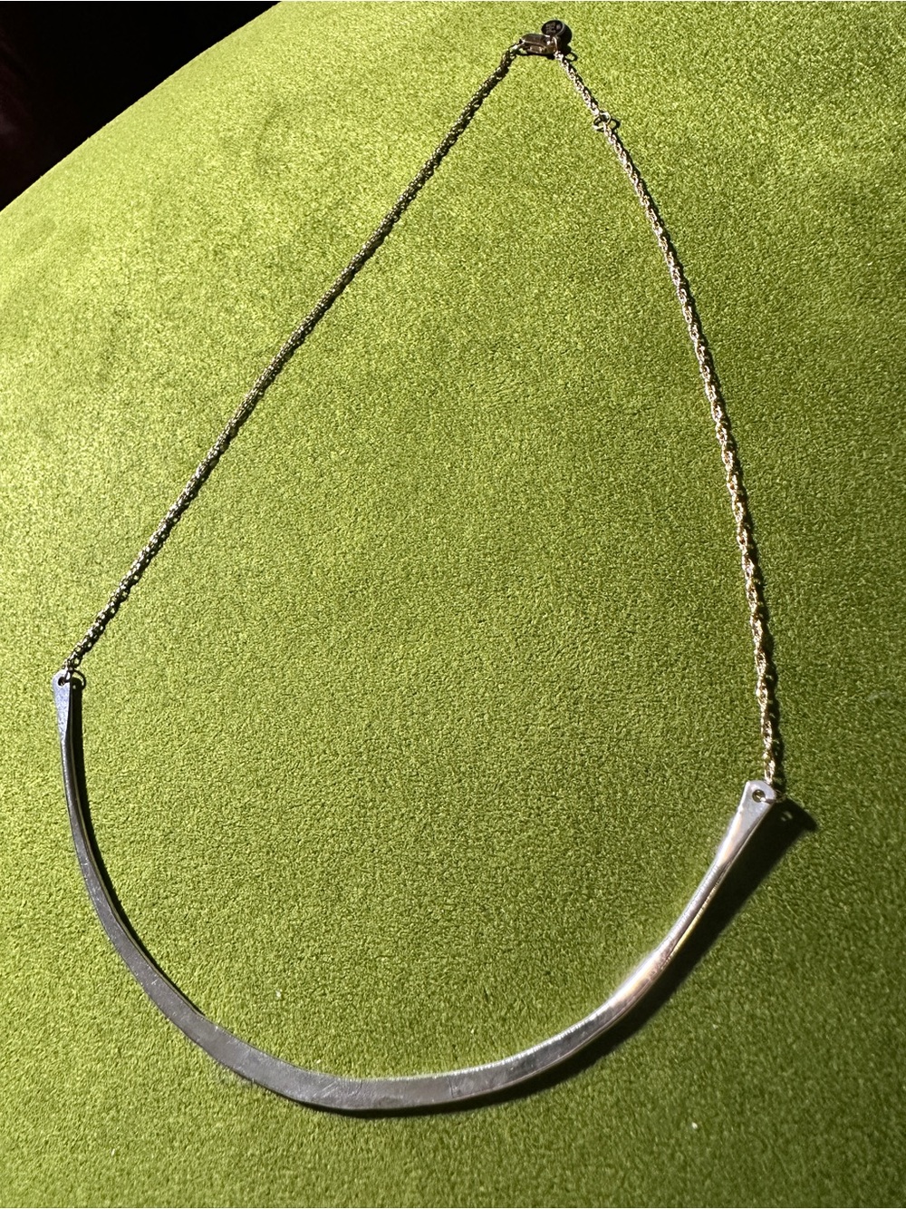 Phyllis & Rosie Francis Silver Curved Bar hammered sterling silver gold Necklace